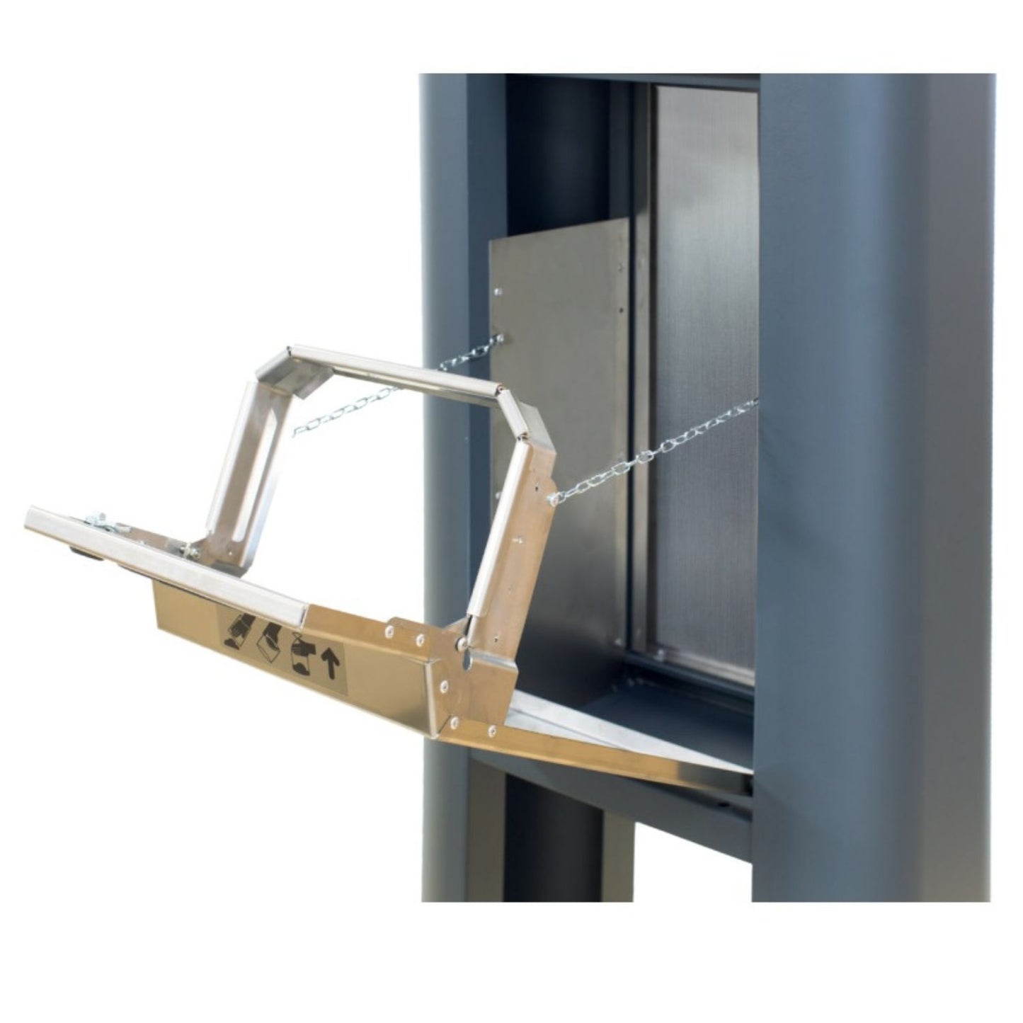 Dogtoilet PREMIUM, Dispenser sacchetti per cani con bidoncino e apertura frontale in acciaio lucidato INOX