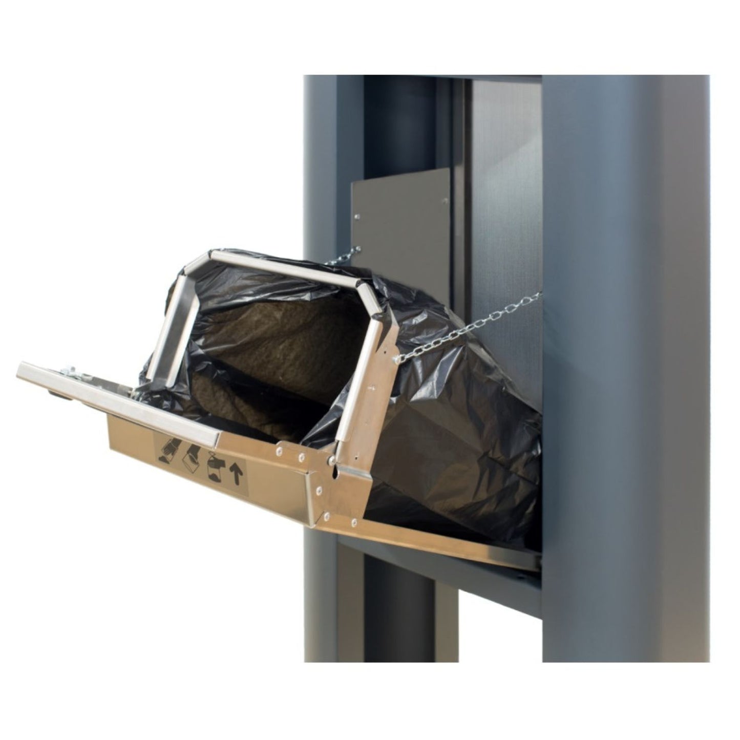 Dogtoilet PREMIUM, Dispenser sacchetti per cani con bidoncino e apertura frontale in acciaio lucidato INOX