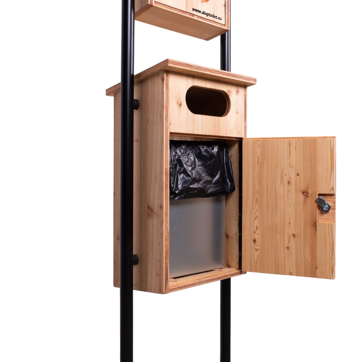 Dogtoilet HOLZI, Hundekotbeutelspender aus Holz mit Mülleimer